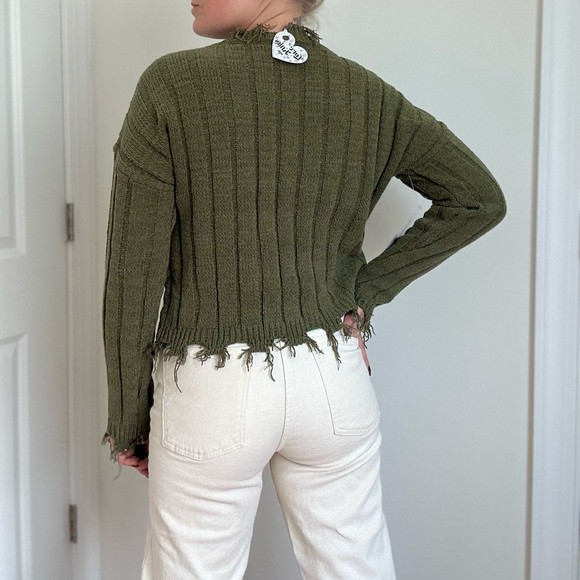 Distressed Cable Knit Chenille Pullover - Picture 6 of 9